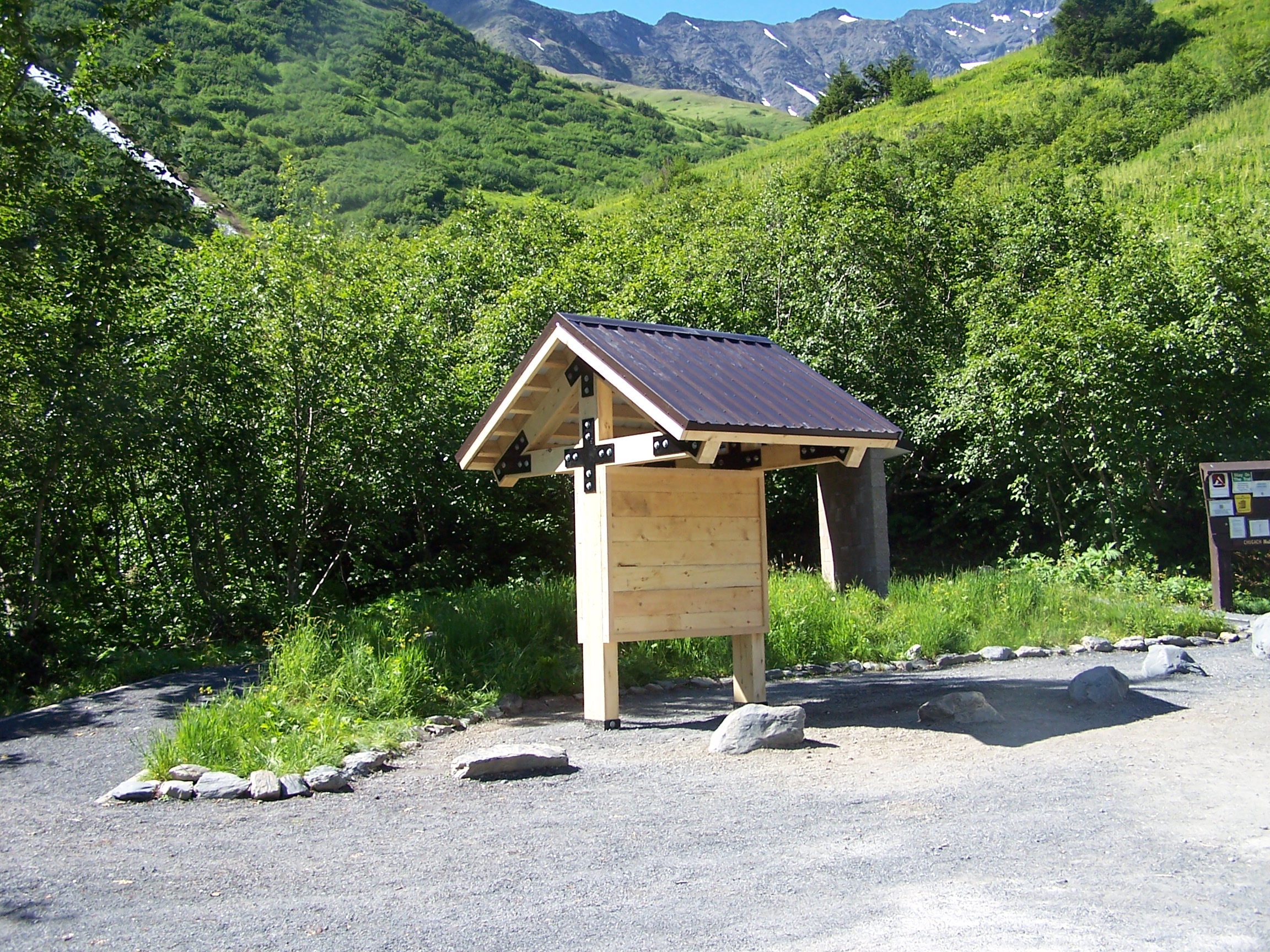 Wooden Kiosk for Posting Information for Park Visitors