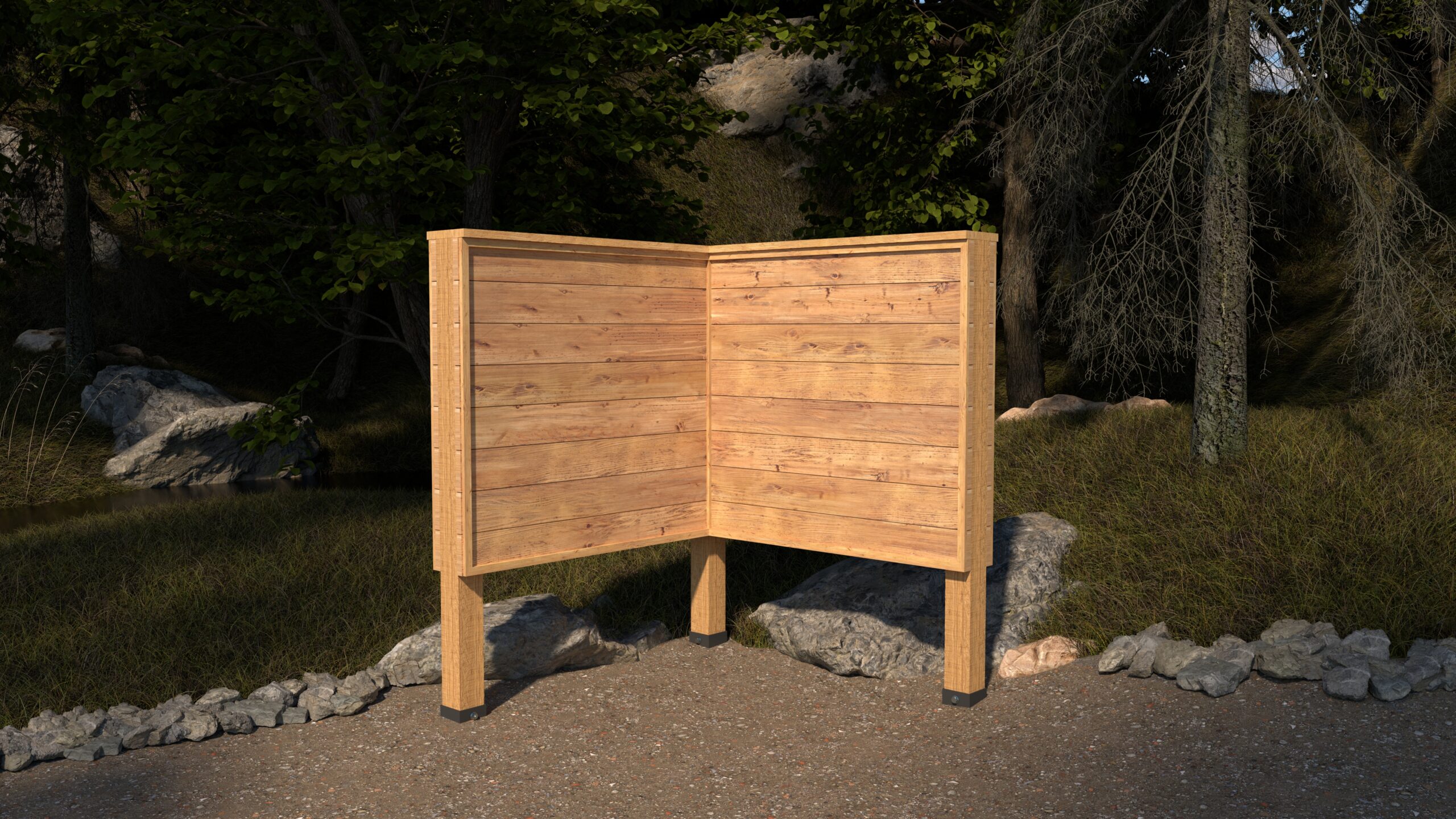 Large Wood Kiosk with Roofing