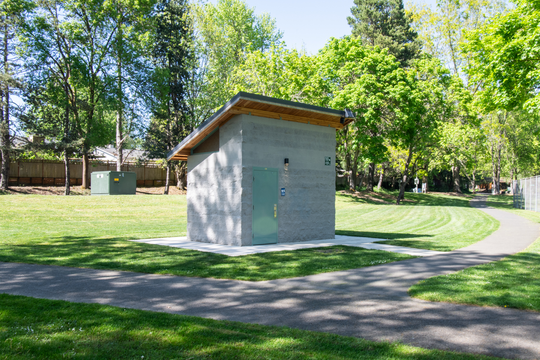 a single sloped single user restroom building